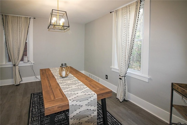 2805 Louisiana Ave, Dormont, PA 15216 - dining area featuring dark wood-style floors and a chandelier