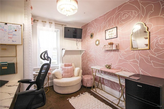 2805 Louisiana Ave, Dormont, PA 15216 - carpeted office featuring wallpapered walls and a chandelier