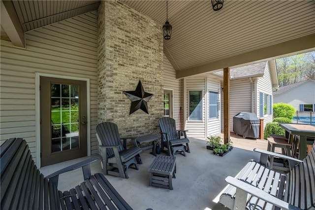 view of patio / terrace with a grill