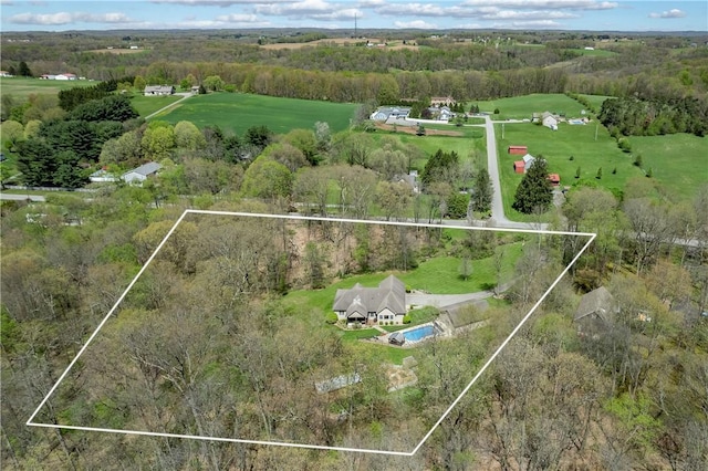 bird's eye view featuring a rural view