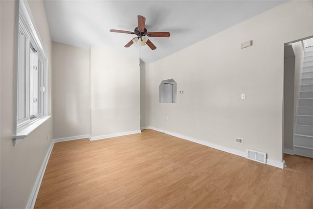 5611 Wickliff St, Lawrenceville, PA 15201 - unfurnished room with light wood-style flooring, baseboards, a ceiling fan, and visible vents