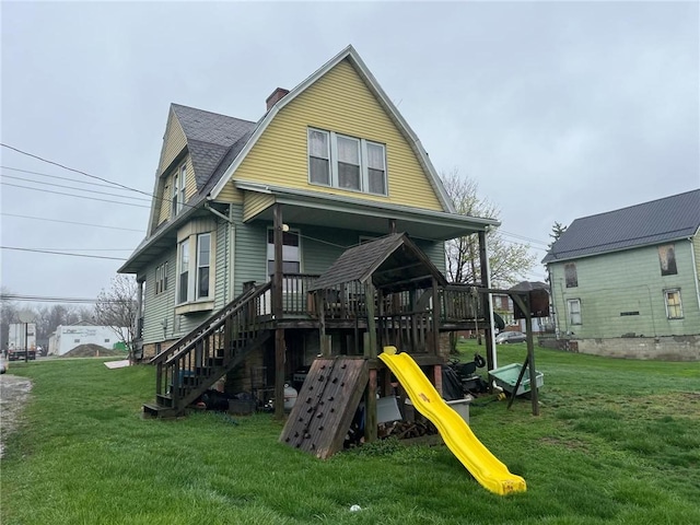 431 N Main St, Masontown, PA 15461 - view of jungle gym featuring stairway and a lawn
