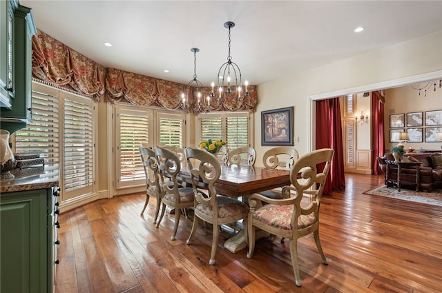 1609 Blackburn Heights Dr, Franklin Park, PA 15143 - dining room with light wood-style floors, a chandelier, and recessed lighting
