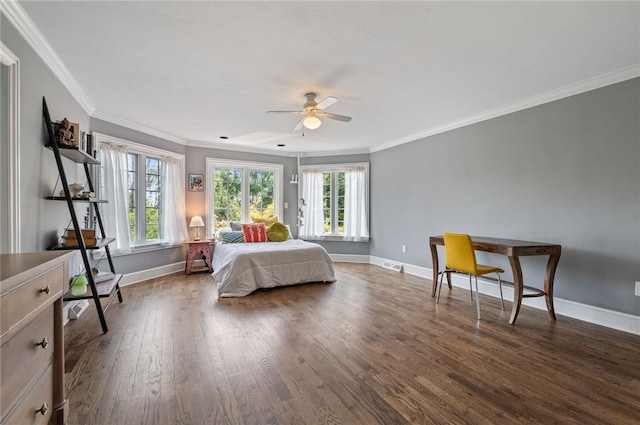 1609 Blackburn Heights Dr, Franklin Park, PA 15143 - bedroom featuring dark wood-style flooring, baseboards, visible vents, and ornamental molding