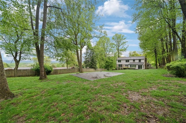 view of yard featuring a patio and a fenced backyard