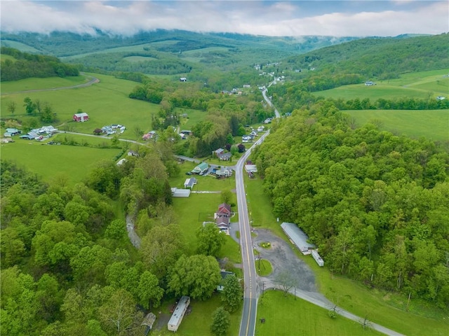 birds eye view of property with a rural view