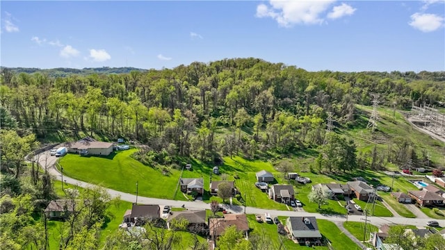 aerial view with a view of trees and a residential view