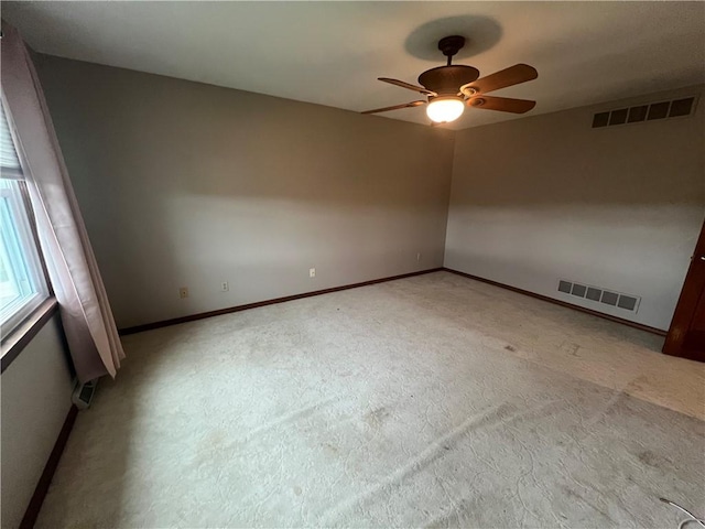200 Holyoke Rd, Center Twp But, PA 16001 - spare room featuring light colored carpet, visible vents, baseboards, and ceiling fan