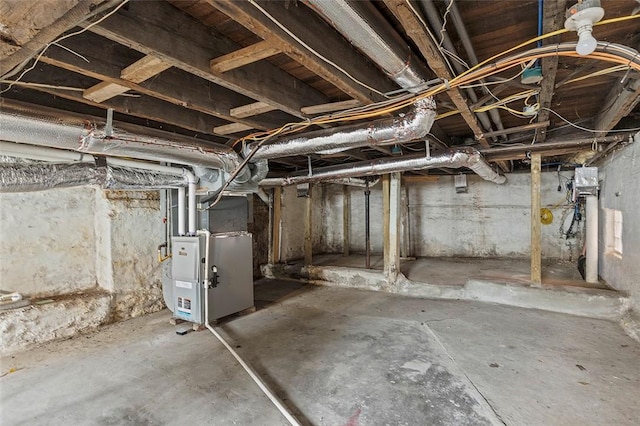 unfinished below grade area with heating unit