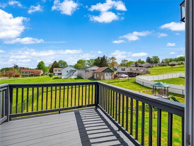 105 Luzerne Ave, South Union Twp, PA 15401 - wooden deck featuring a yard, a fenced backyard, and a residential view