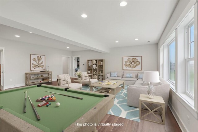 2023 Caymus Ct, Marshall, PA 15005 - playroom with healthy amount of natural light, wood finished floors, recessed lighting, and billiards table