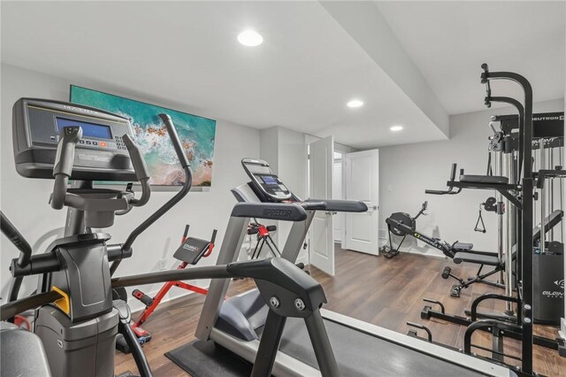 2023 Caymus Ct, Marshall, PA 15005 - workout area featuring recessed lighting and wood finished floors