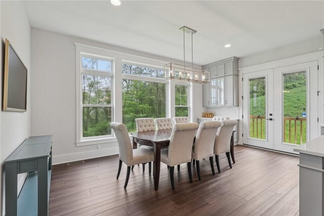 2023 Caymus Ct, Marshall, PA 15005 - dining space featuring french doors, dark wood-style floors, and recessed lighting
