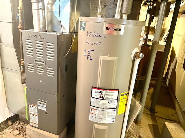 utilities featuring heating unit and electric water heater