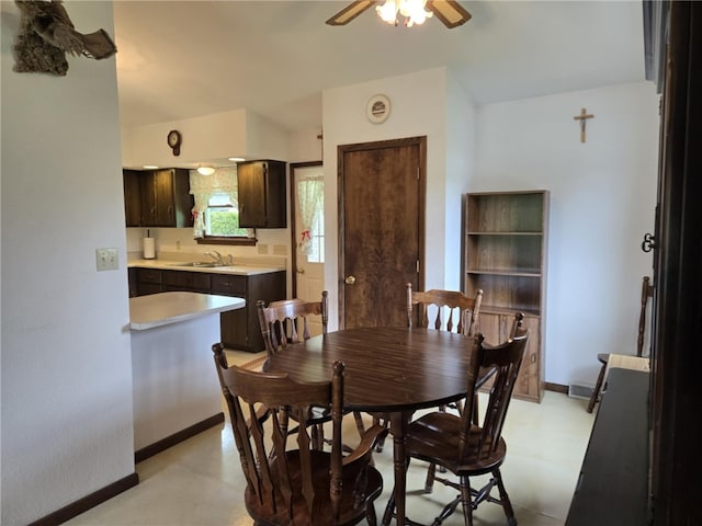 861 Chicora Rd, Oakland Twp, PA 16025 - dining area featuring baseboards and a ceiling fan
