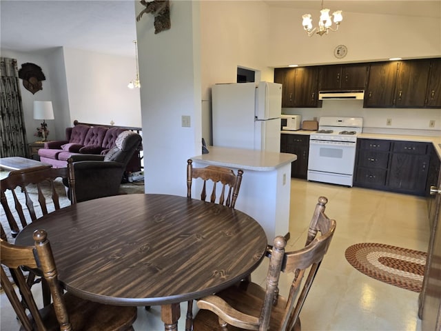 861 Chicora Rd, Oakland Twp, PA 16025 - dining area with a chandelier and a towering ceiling
