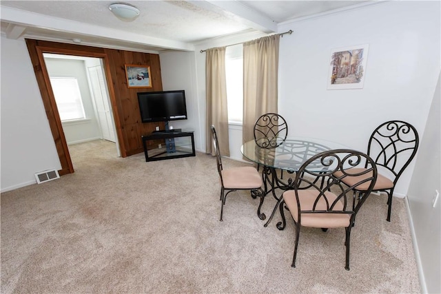 761 Dawson St, California, PA 15419 - dining room with light carpet, visible vents, and plenty of natural light