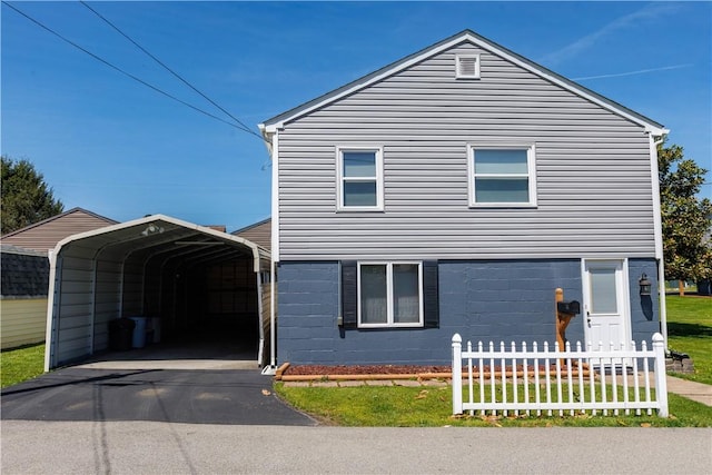 761 Dawson St, California, PA 15419 - traditional-style house featuring driveway, a detached carport, and fence