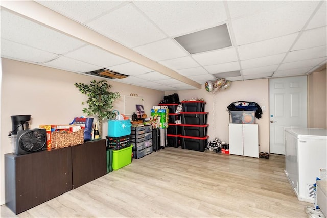 1306 Cochran Rd, Mt Lebanon, PA 15243 - finished basement featuring wood finished floors and a paneled ceiling