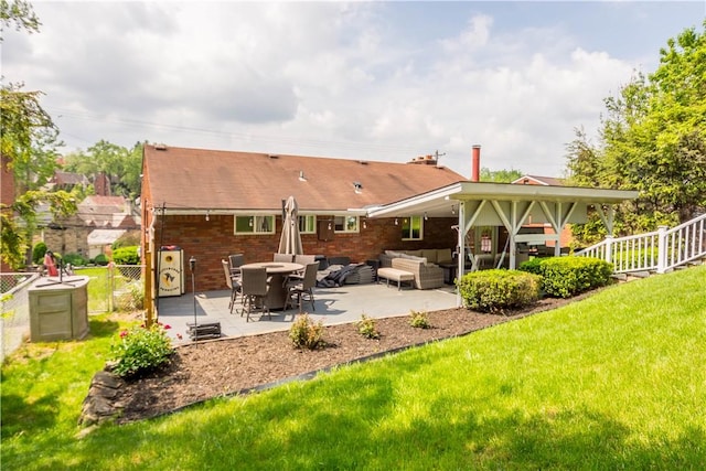 1306 Cochran Rd, Mt Lebanon, PA 15243 - rear view of house featuring outdoor lounge area and a patio