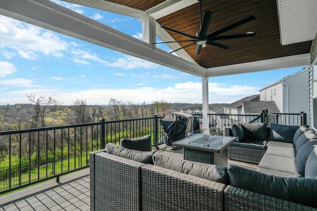 2623 Arno Dr, Oakdale, PA 15071 - deck featuring an outdoor hangout area and a ceiling fan