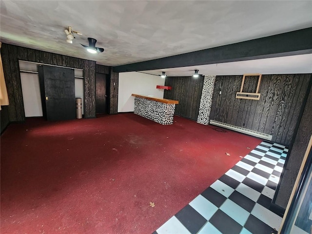 219 Meadow Dr, Westmont Hilltop School District, PA 15905 - interior space with a dry bar, tile patterned floors, and wood walls