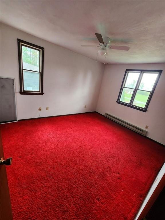 219 Meadow Dr, Westmont Hilltop School District, PA 15905 - empty room featuring carpet floors, a ceiling fan, and baseboard heating