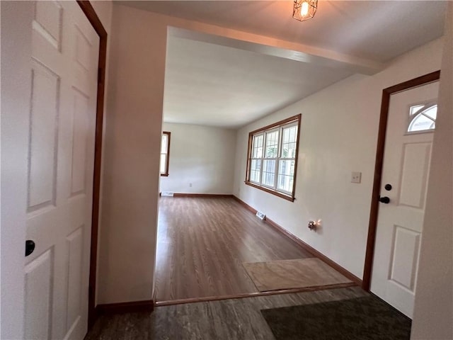 1960 E End Rd, Shippenville, PA 16254 - foyer with baseboards, beam ceiling, and wood finished floors