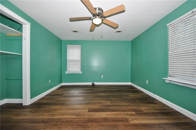3053 Scheinbach Rd, Jefferson Hills, PA 15332 - unfurnished bedroom featuring baseboards, wood finished floors, a ceiling fan, and a closet