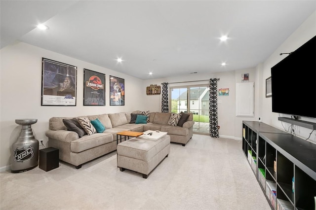 7005 Augusta Ln, Penn Twp Wml, PA 15644 - living area with light colored carpet, baseboards, and recessed lighting