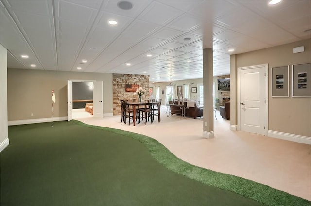 107 Mirage Dr, Cranberry Twp, PA 16066 - basement with carpet, recessed lighting, and baseboards