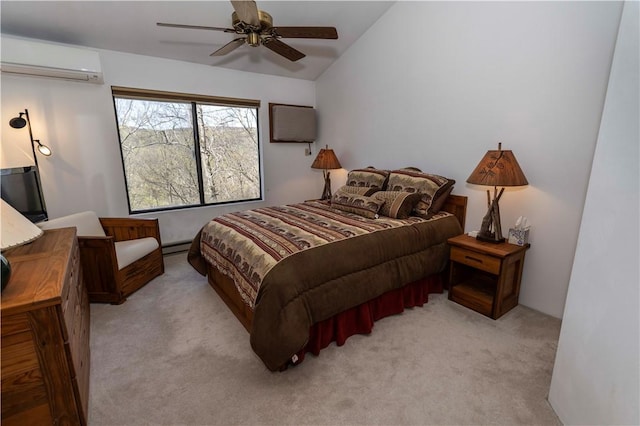 4308 Swiss Mountain Dr, Seven Springs Resort, PA 15622 - carpeted bedroom featuring an AC wall unit, a ceiling fan, and baseboard heating