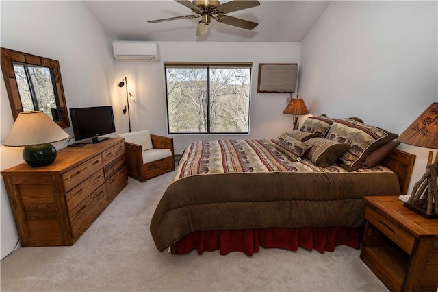 4308 Swiss Mountain Dr, Seven Springs Resort, PA 15622 - bedroom with a wall unit AC, carpet flooring, and ceiling fan