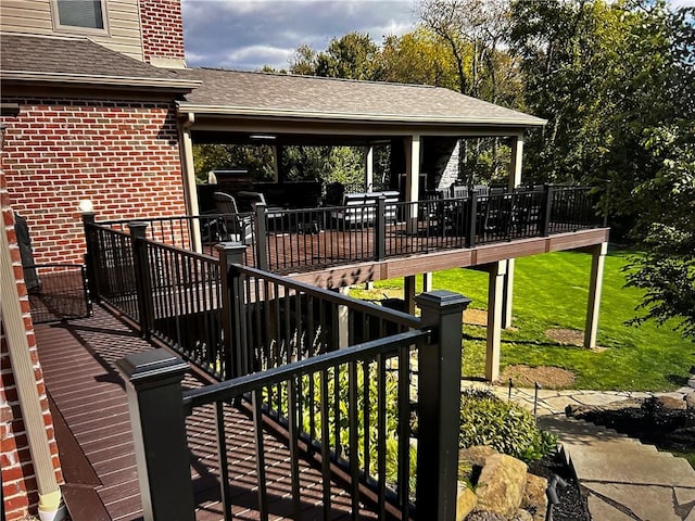 deck with a yard