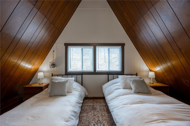 bedroom featuring vaulted ceiling
