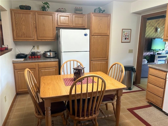 205 S Keel Ridge Rd, Hermitage, PA 16148 - kitchen with freestanding refrigerator and light flooring
