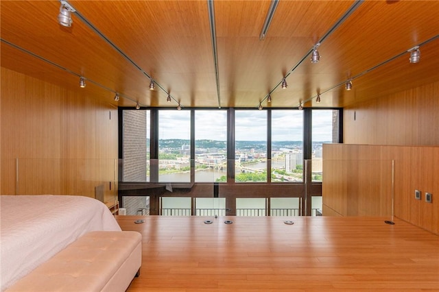 1000 Grandview Ave Unit 1207, Mt Washington, PA 15211 - bedroom featuring rail lighting and wood walls