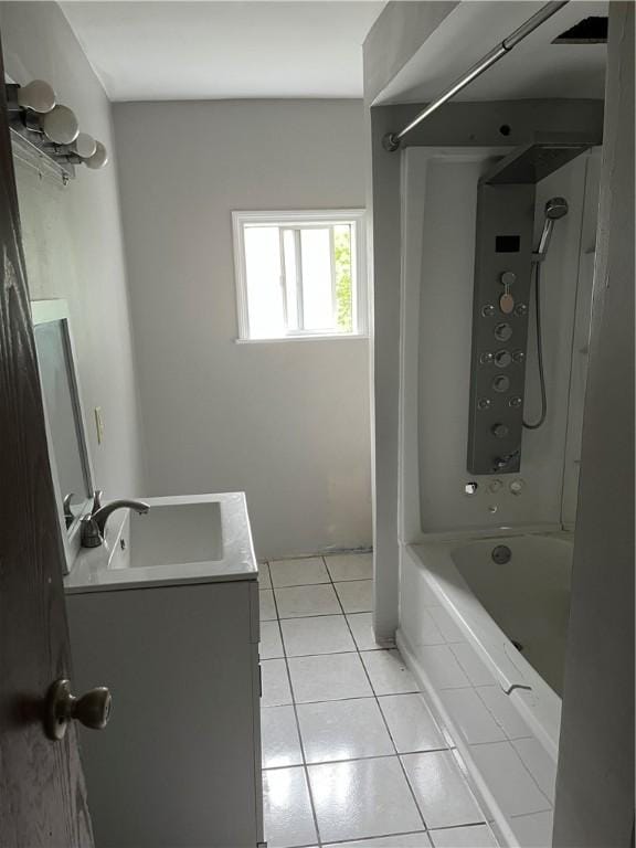 179 Washington St, Etna, PA 15223 - full bath featuring tile patterned flooring, vanity, and  shower combination