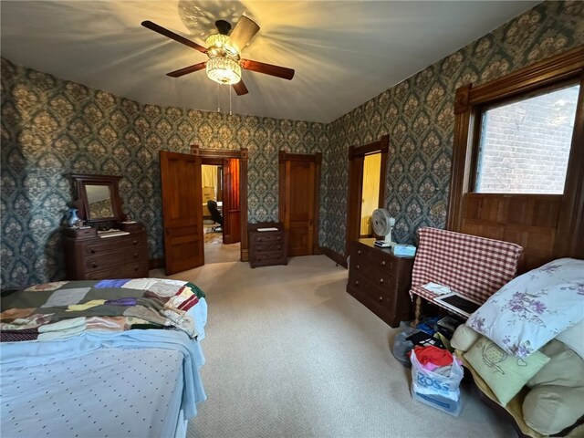 816 Main St, Brockway, PA 15824 - carpeted bedroom with ceiling fan and wallpapered walls
