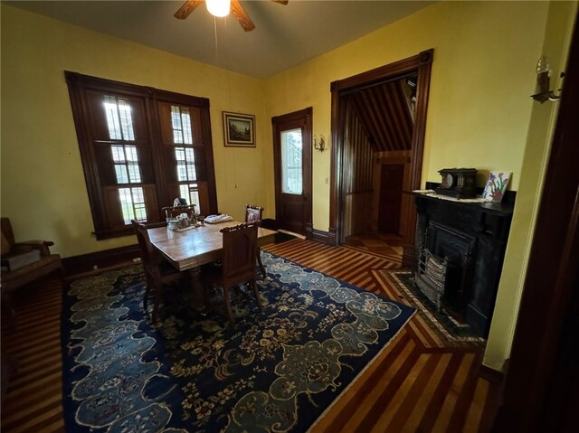 816 Main St, Brockway, PA 15824 - office area with ceiling fan, a fireplace, and baseboards