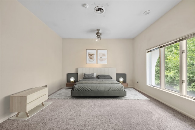 bedroom with multiple windows and carpet flooring
