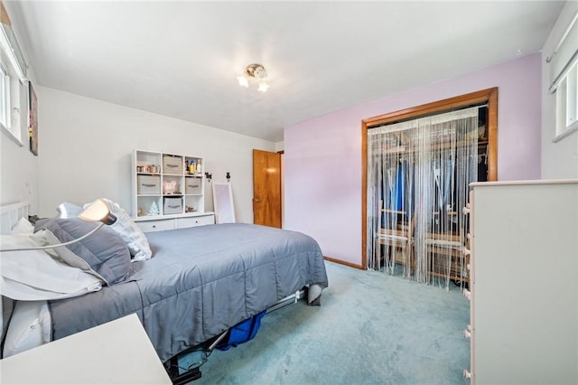 bedroom with carpet floors and a closet