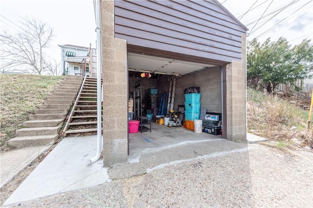 view of garage