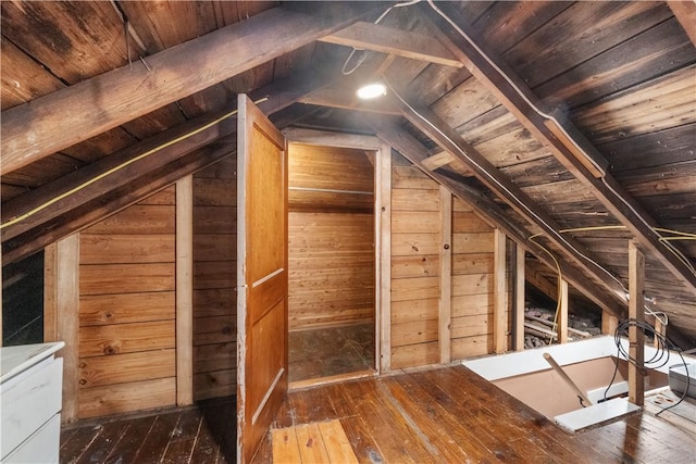 view of unfinished attic