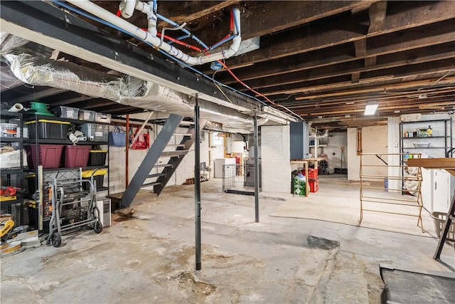unfinished below grade area with stairway