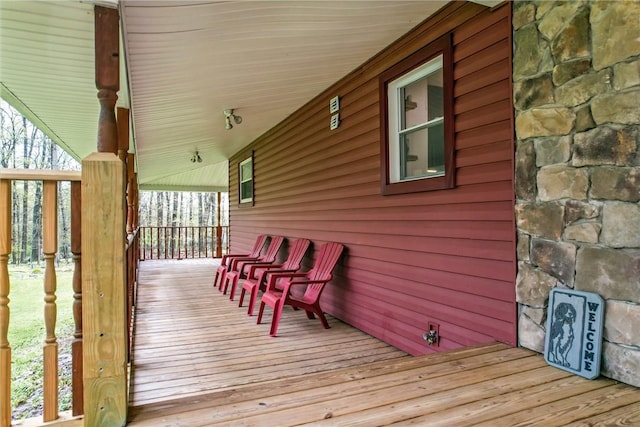 deck featuring covered porch
