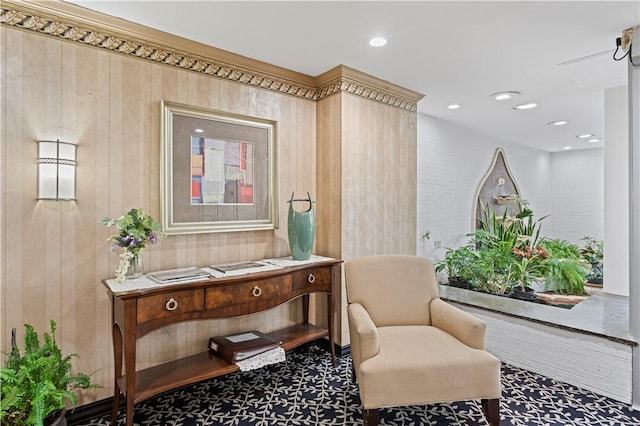 living area with recessed lighting