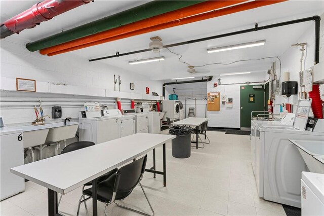 shared laundry with washer and dryer
