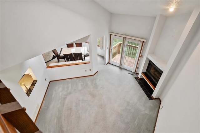 402 Forest Edge Ct, Mccandless, PA 15090 - unfurnished living room with a fireplace, carpet floors, and baseboards