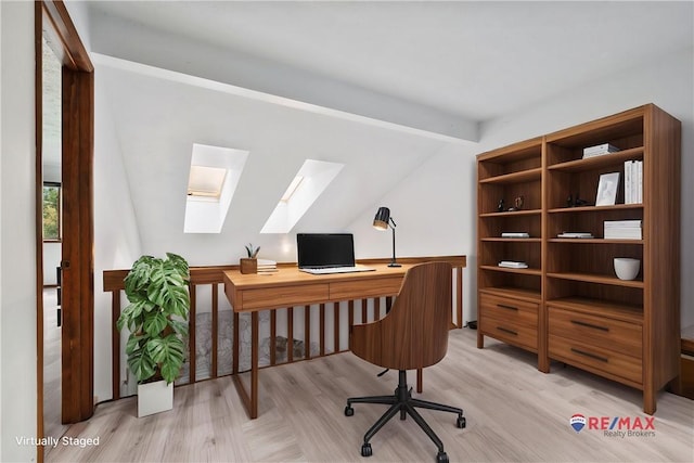 402 Forest Edge Ct, Mccandless, PA 15090 - home office with a skylight and light wood-style flooring